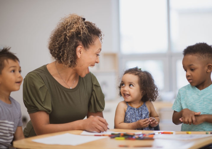 Caregiver sharing with kids