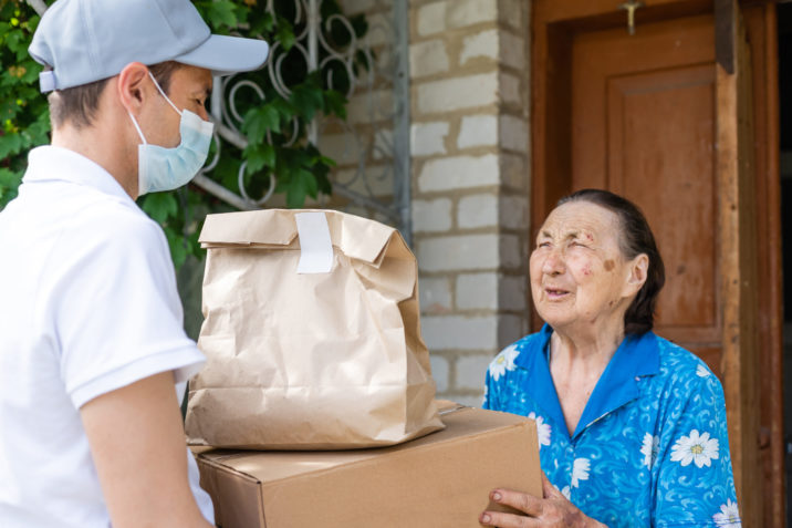 old lady getting delivery