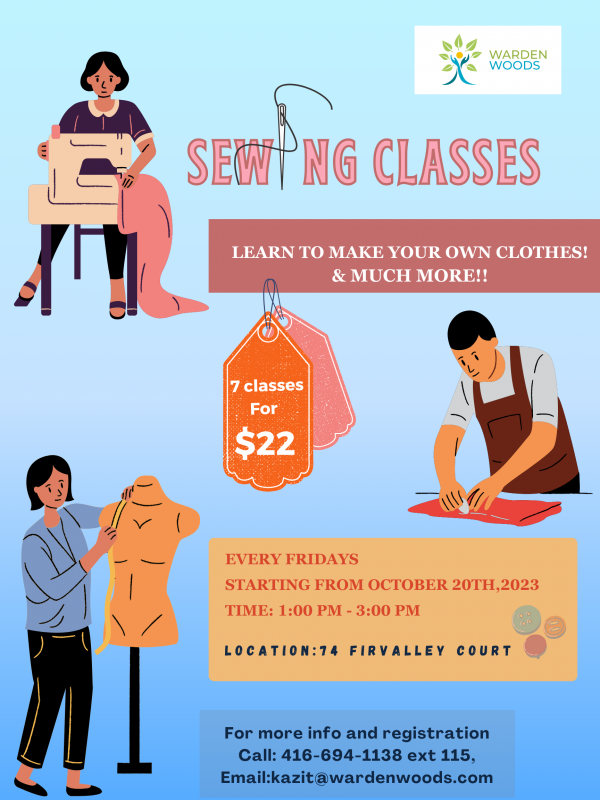 Sewing classes poster 20th Oct 2023